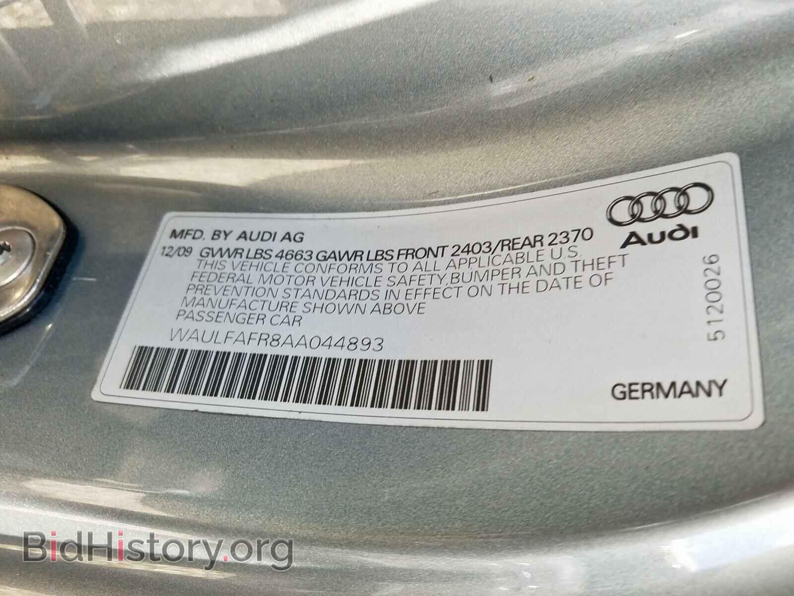 2010 AUDI A5 - VIN: WAULFAFR8AA044893 - Photo 10
