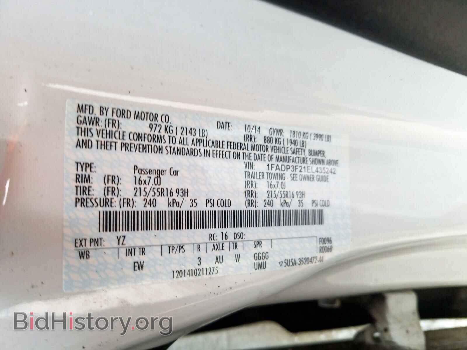 2014 FORD FOCUS - VIN: 1FADP3F21EL435242 - Фото 10