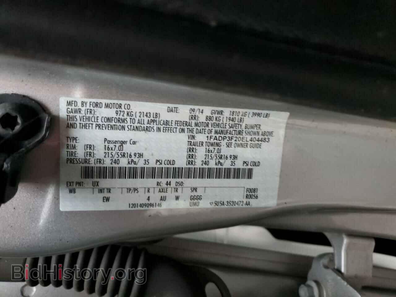 2014 FORD FOCUS - VIN: 1FADP3F20EL404483 - Фото 12