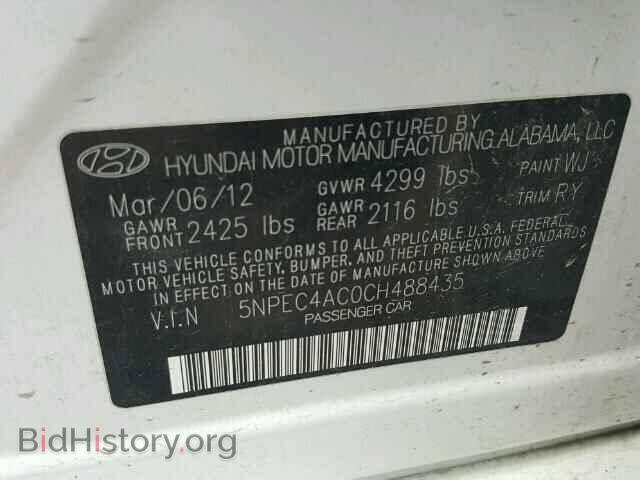 2012 HYUNDAI SONATA - VIN: 5NPEC4AC0CH488435 - Photo 10