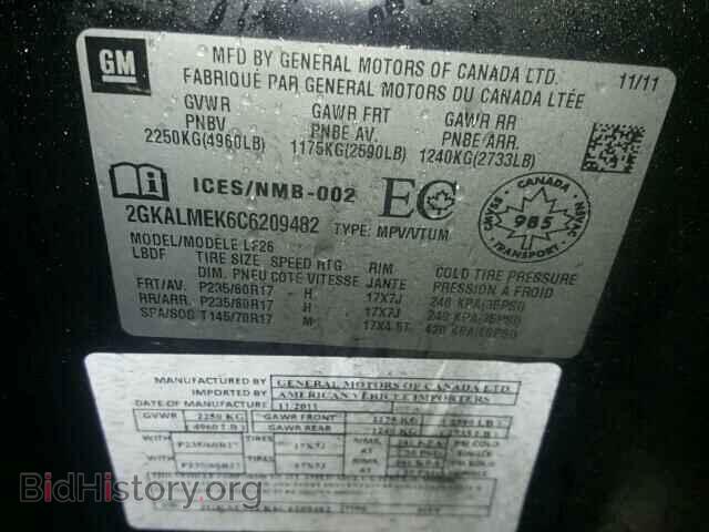 2012 GMC TERRAIN - VIN: 2GKALMEK6C6209482 - Фото 10