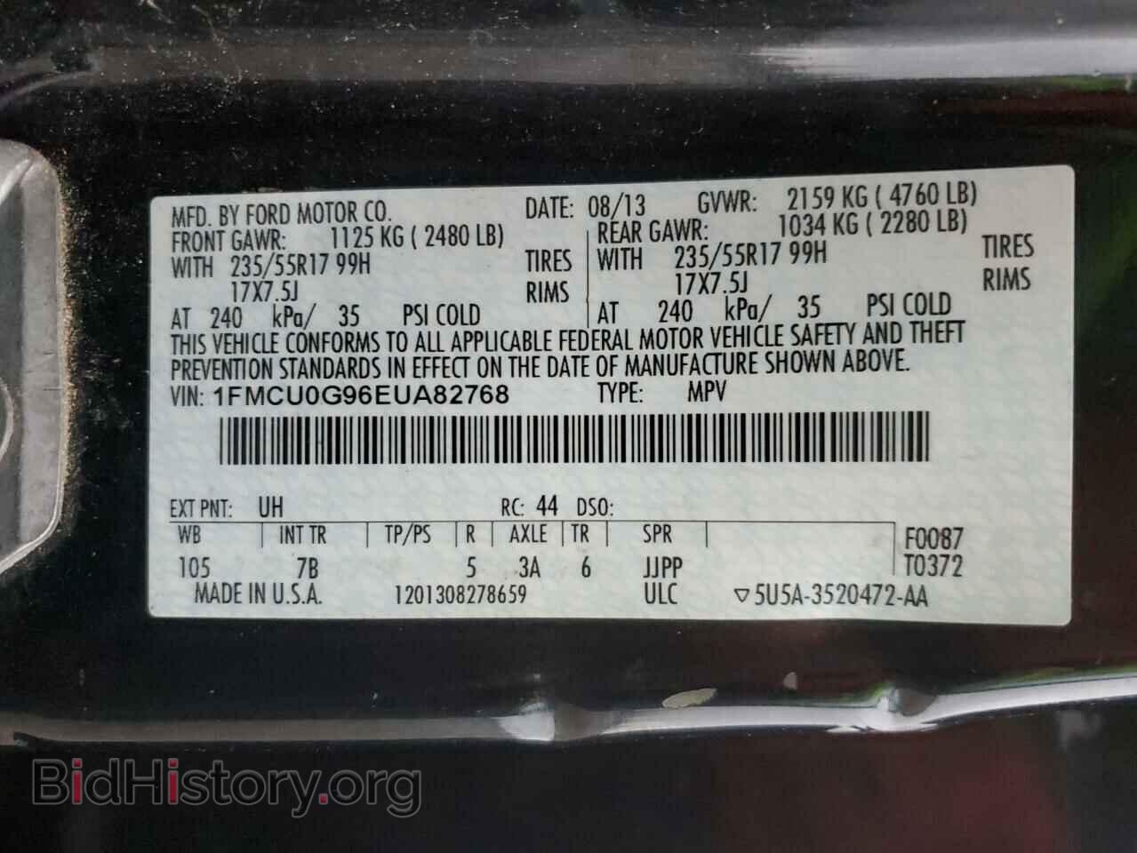2014 FORD ESCAPE - VIN: 1FMCU0G96EUA82768 - Фото 13