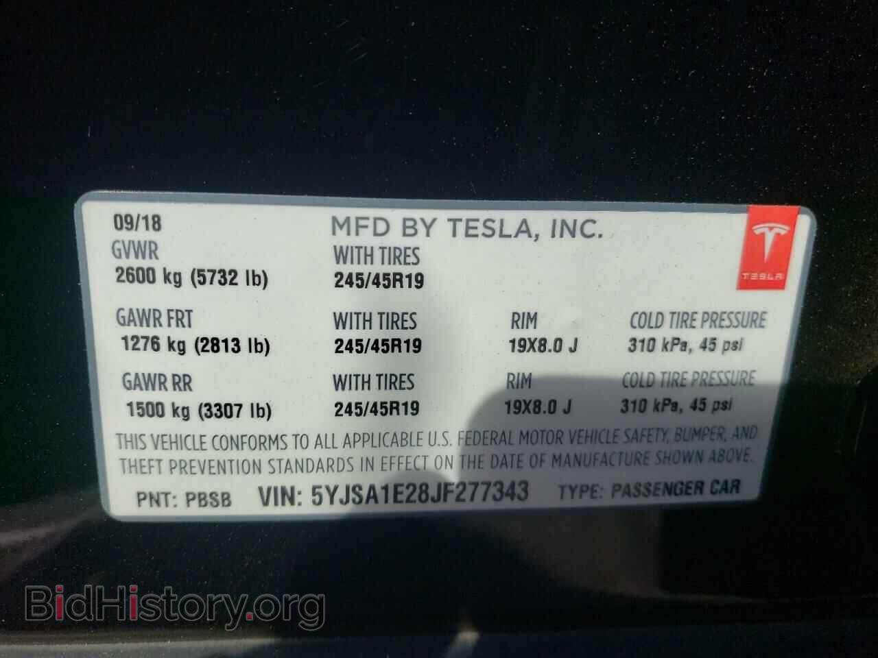 2018 TESLA MODEL S - VIN: 5YJSA1E28JF277343 - Photo 10