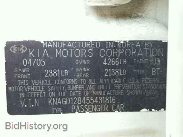 2005 KIA OPTIMA - VIN: KNAGD128455431816 - Фото 10