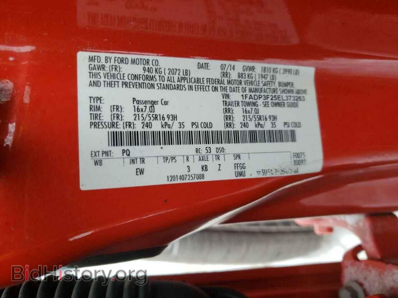 2014 FORD FOCUS - VIN: 1FADP3F25EL373263 - Фото 10