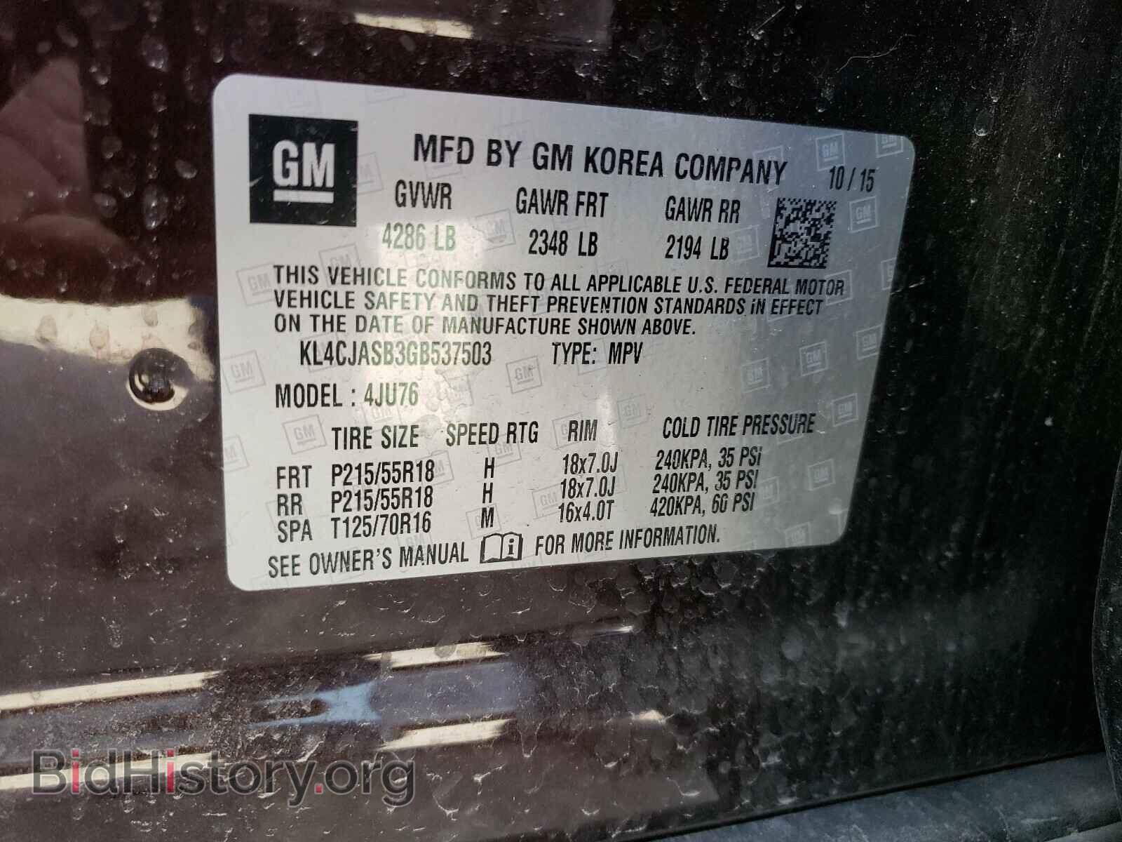 2016 BUICK ENCORE - VIN: KL4CJASB3GB537503 - Фото 10