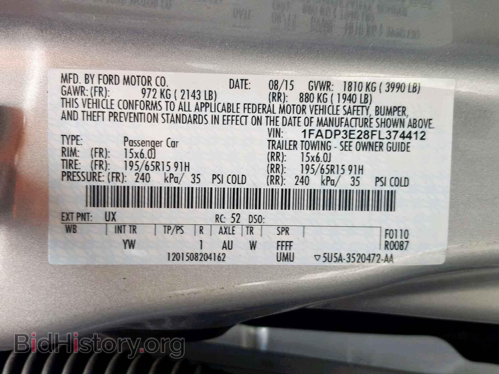 2015 FORD FOCUS - VIN: 1FADP3E28FL374412 - Фото 10