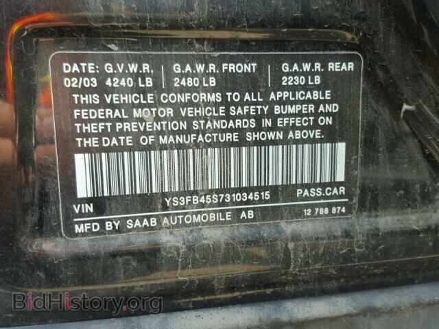 2003 SAAB 9 3 - VIN: YS3FB45S731034515 - Фото 10