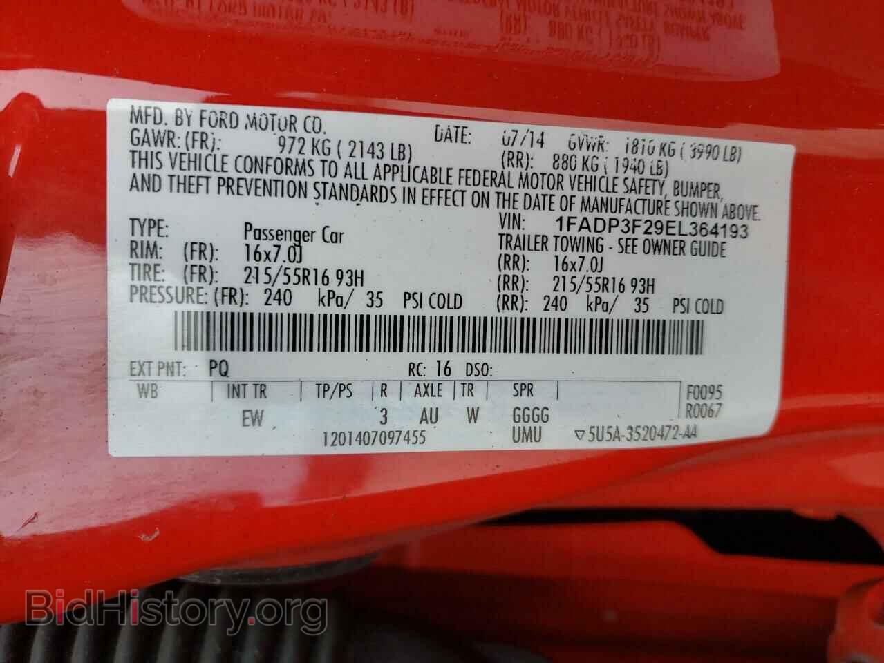 2014 FORD FOCUS - VIN: 1FADP3F29EL364193 - Фото 10