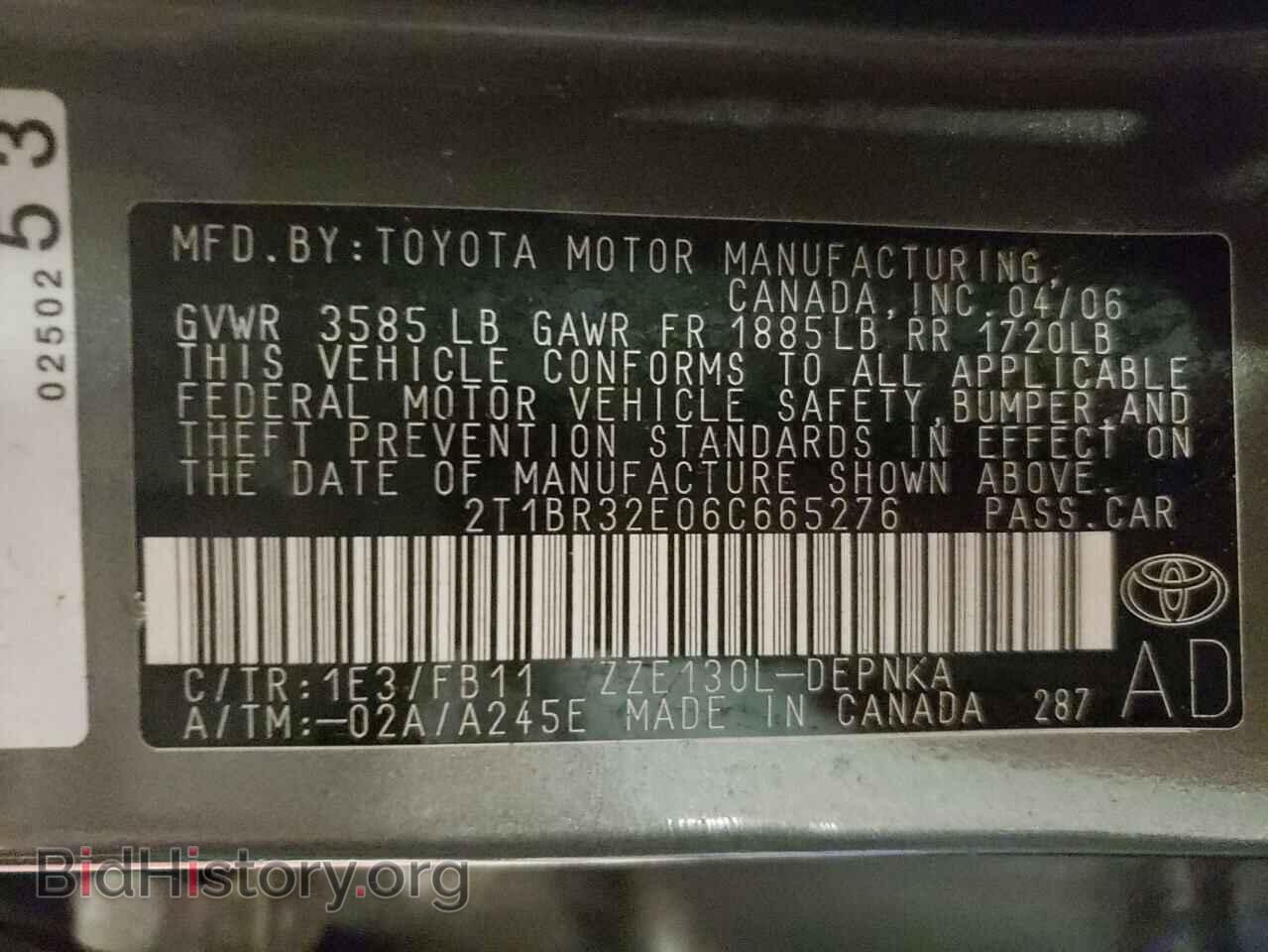 2006 TOYOTA COROLLA - VIN: 2T1BR32E06C665276 - Фото 12