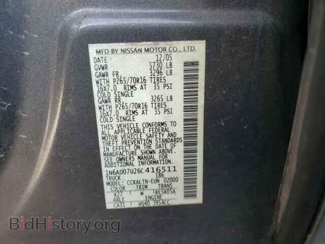 2006 NISSAN FRONTIER - VIN: 1N6AD07U26C416511 - Фото 10