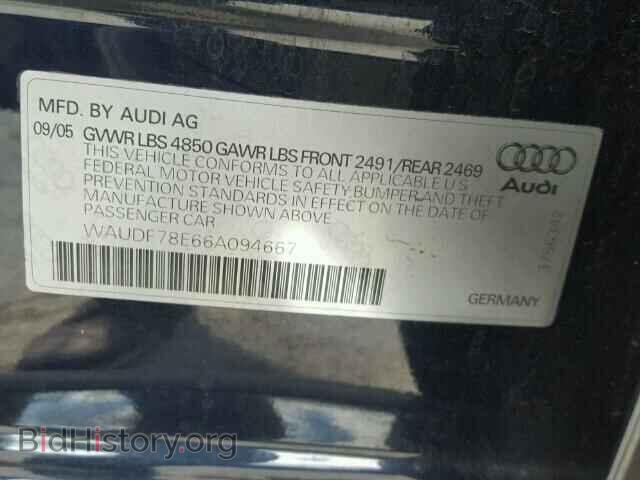 2006 AUDI A4 - VIN: WAUDF78E66A094667 - Фото 10