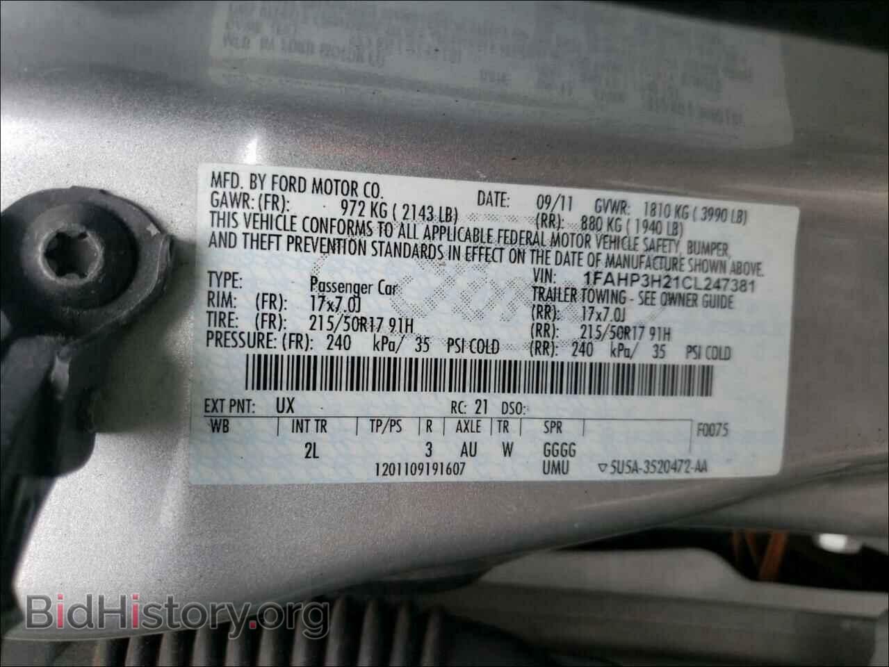 2012 FORD FOCUS - VIN: 1FAHP3H21CL247381 - Фото 10
