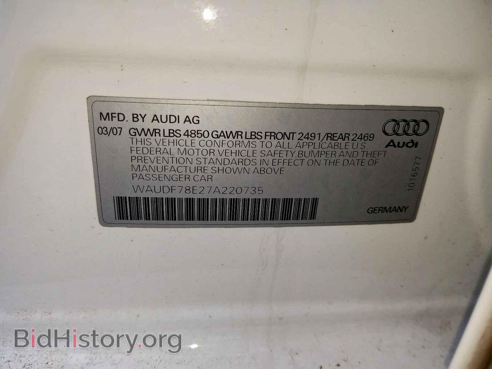 2007 AUDI A4 - VIN: WAUDF78E27A220735 - Photo 10