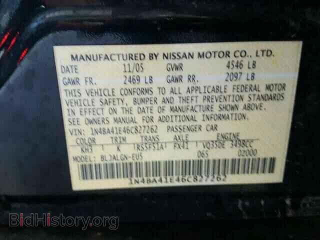 2006 NISSAN MAXIMA - VIN: 1N4BA41E46C827262 - Фото 10