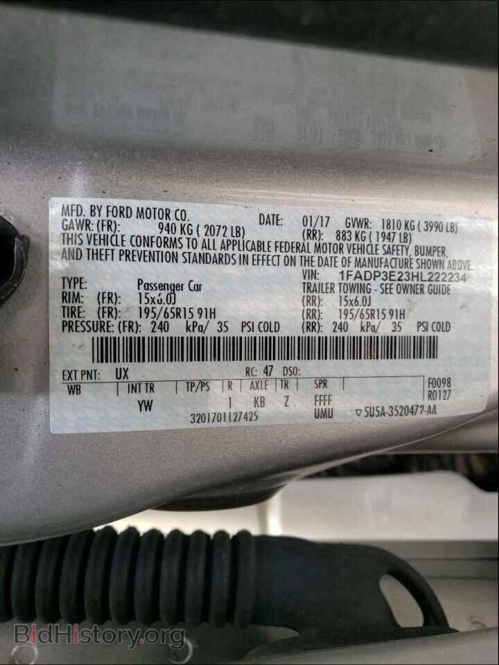2017 FORD FOCUS - VIN: 1FADP3E23HL222234 - Фото 10