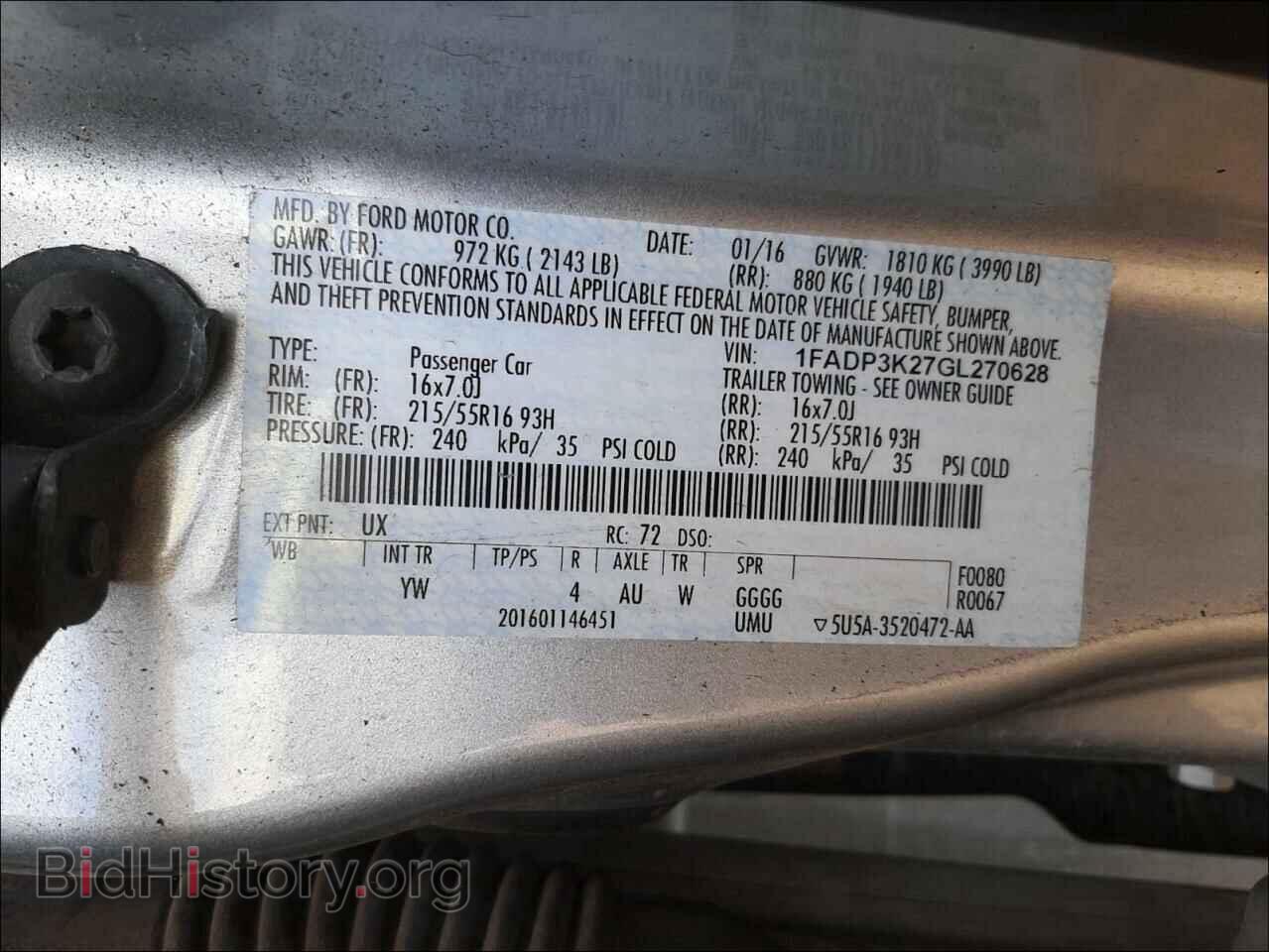 2016 FORD FOCUS - VIN: 1FADP3K27GL270628 - Фото 10