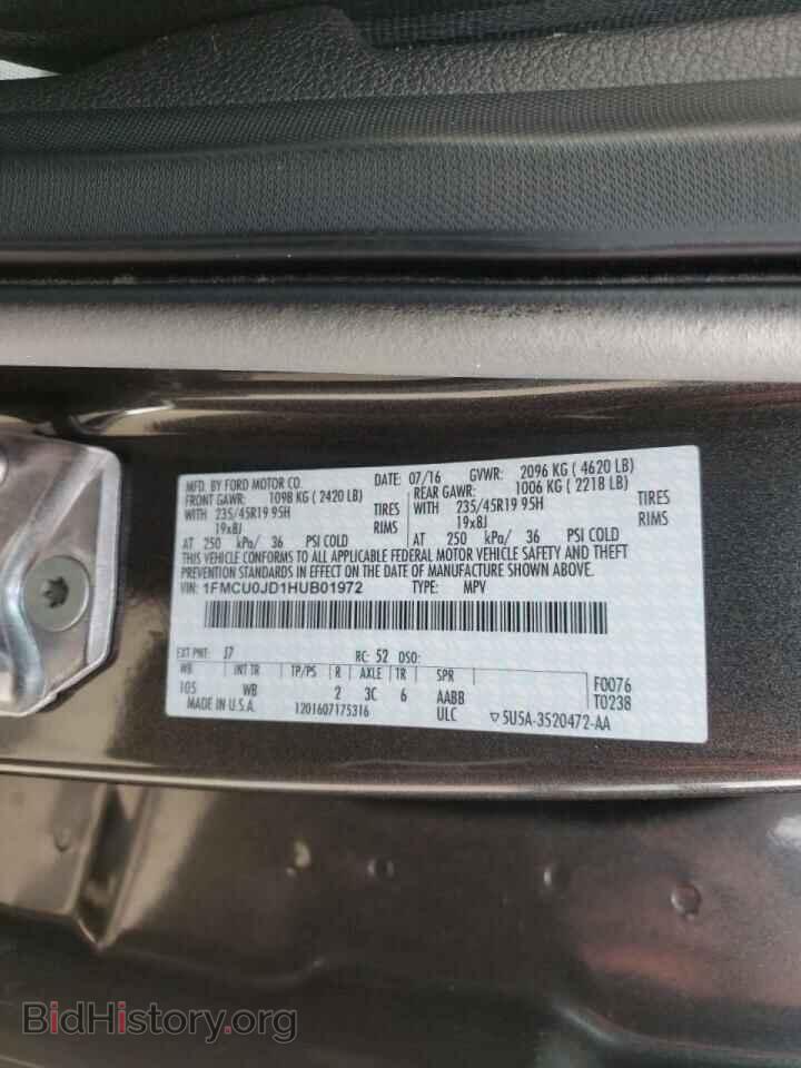 2017 FORD ESCAPE - VIN: 1FMCU0JD1HUB01972 - Фото 10