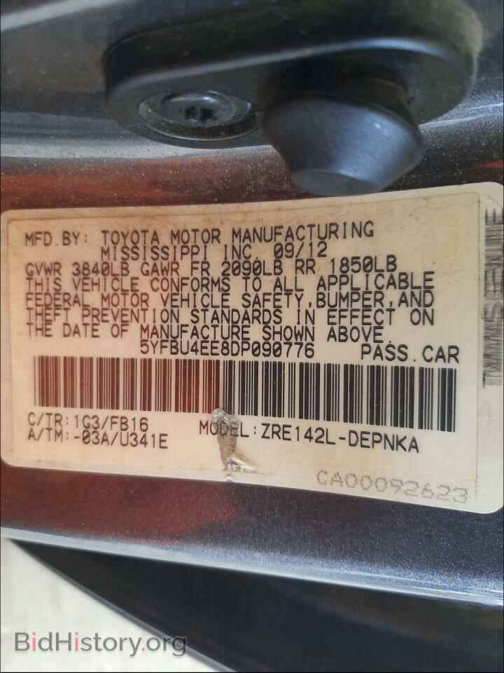2013 TOYOTA COROLLA - VIN: 5YFBU4EE8DP090776 - Фото 10