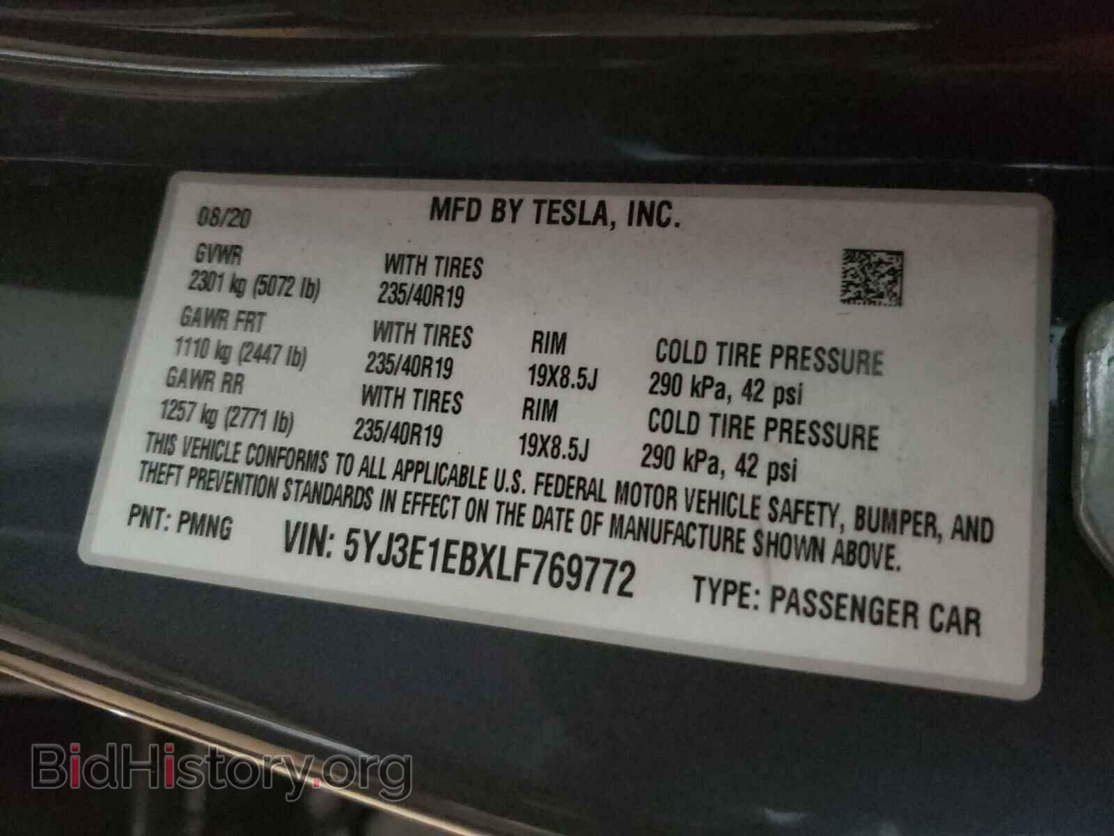 2020 TESLA MODEL 3 - VIN: 5YJ3E1EBXLF769772 - Photo 10