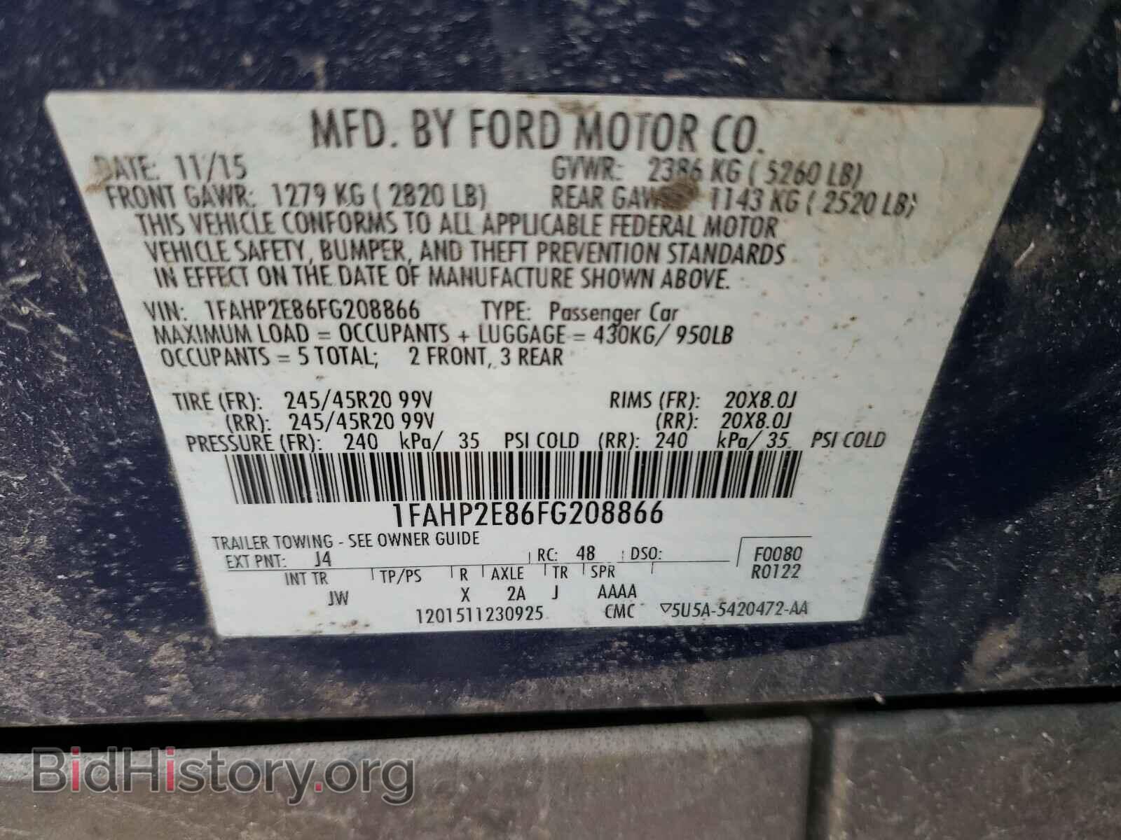 2015 FORD TAURUS - VIN: 1FAHP2E86FG208866 - Photo 10