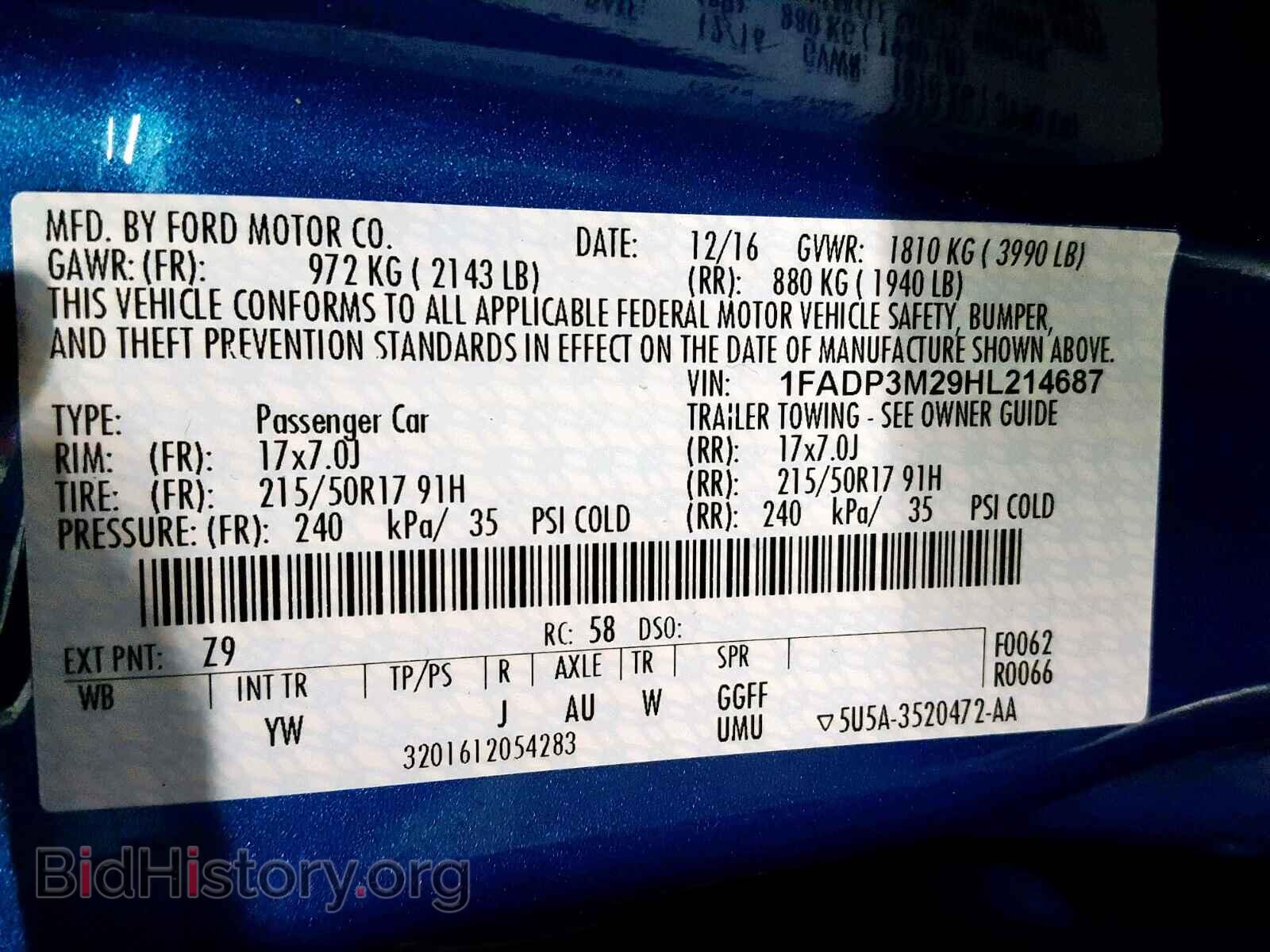 2017 FORD FOCUS - VIN: 1FADP3M29HL214687 - Фото 10