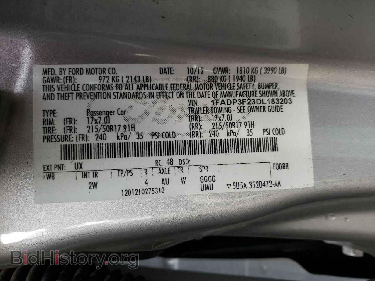 2013 FORD FOCUS - VIN: 1FADP3F23DL183203 - Фото 12