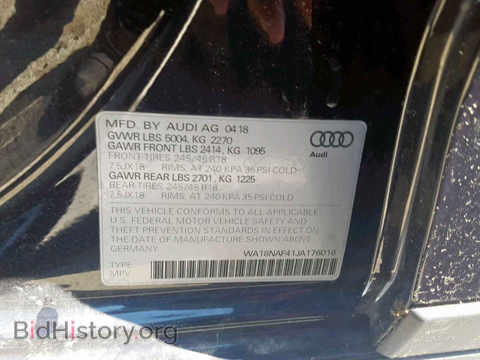2018 AUDI A4 - VIN: WA18NAF41JA176016 - Фото 10