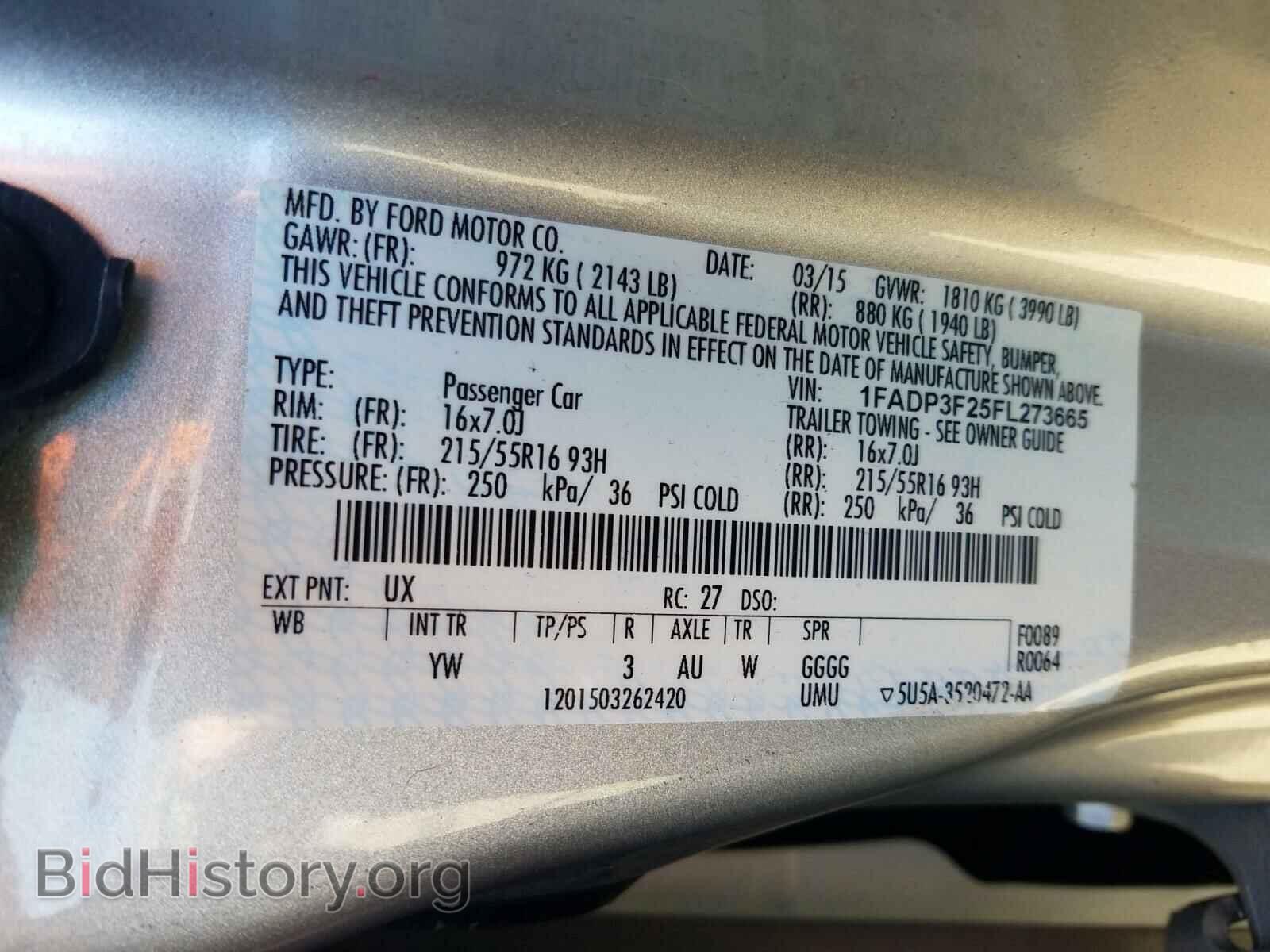 2015 FORD FOCUS - VIN: 1FADP3F25FL273665 - Фото 10