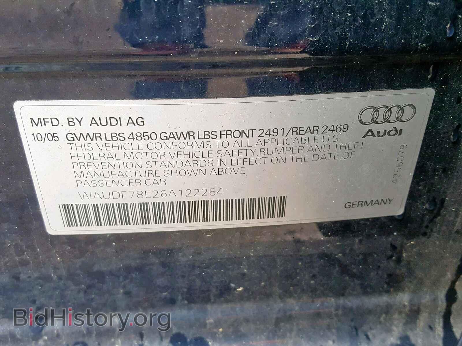 2006 AUDI A4 - VIN: WAUDF78E26A122254 - Фото 10