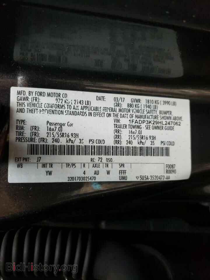 2017 FORD FOCUS - VIN: 1FADP3K29HL247062 - Фото 10