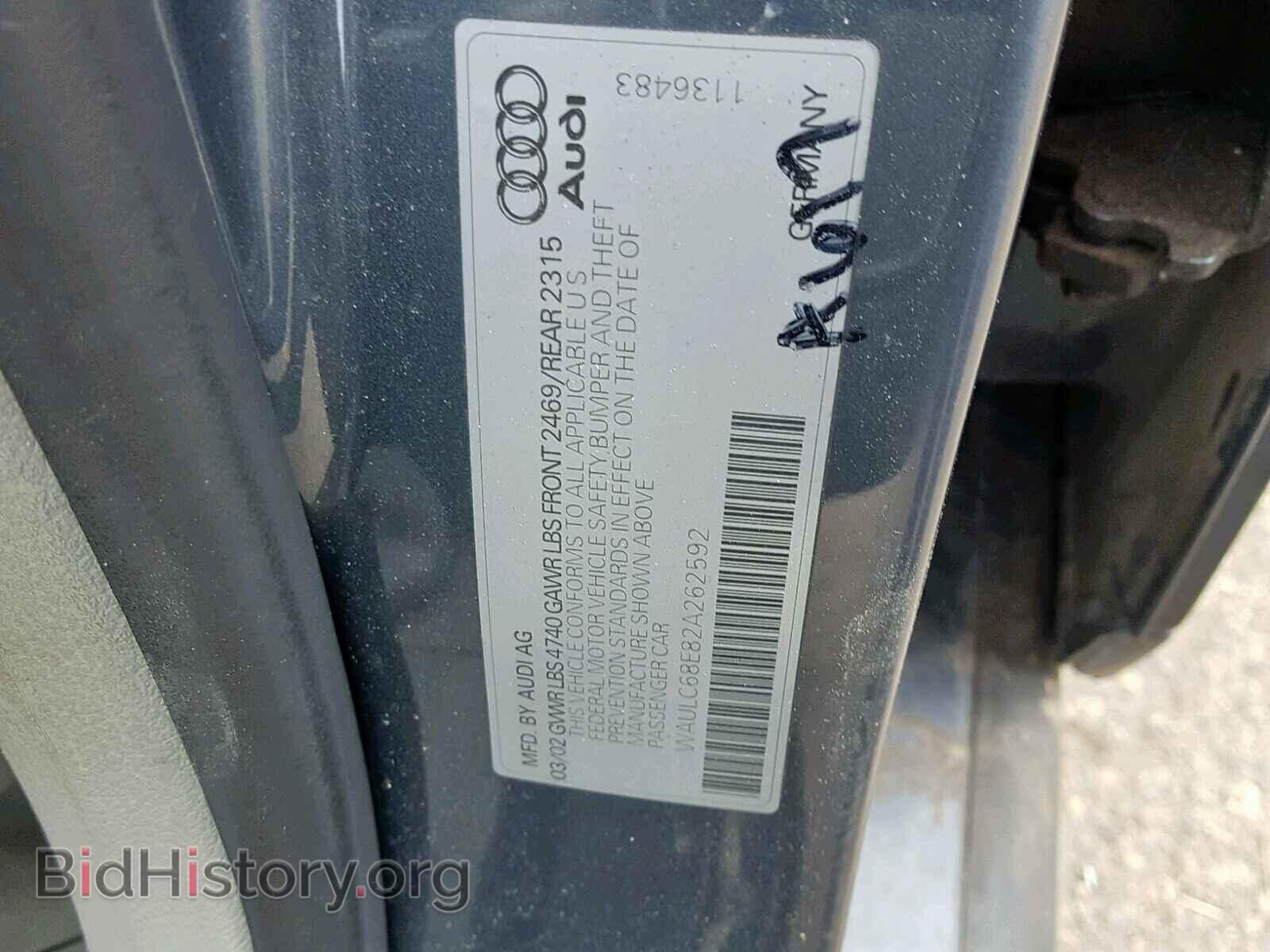 2002 AUDI A4 - VIN: WAULC68E82A262592 - Photo 10