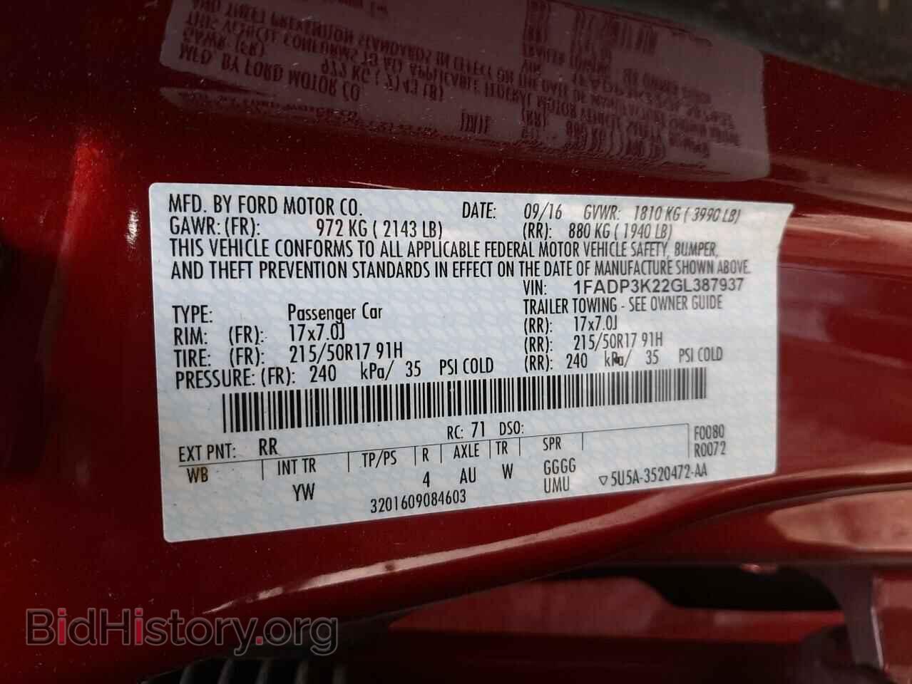 2016 FORD FOCUS - VIN: 1FADP3K22GL387937 - Фото 10