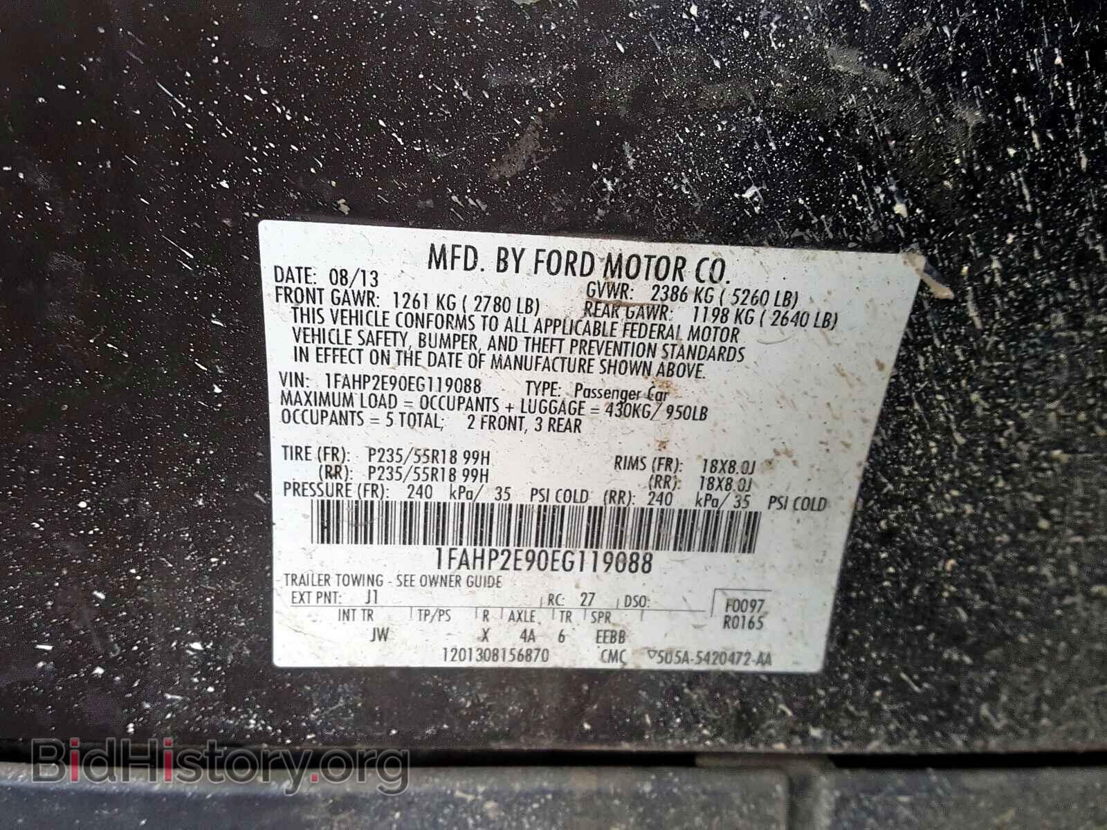2014 FORD TAURUS - VIN: 1FAHP2E90EG119088 - Фото 10
