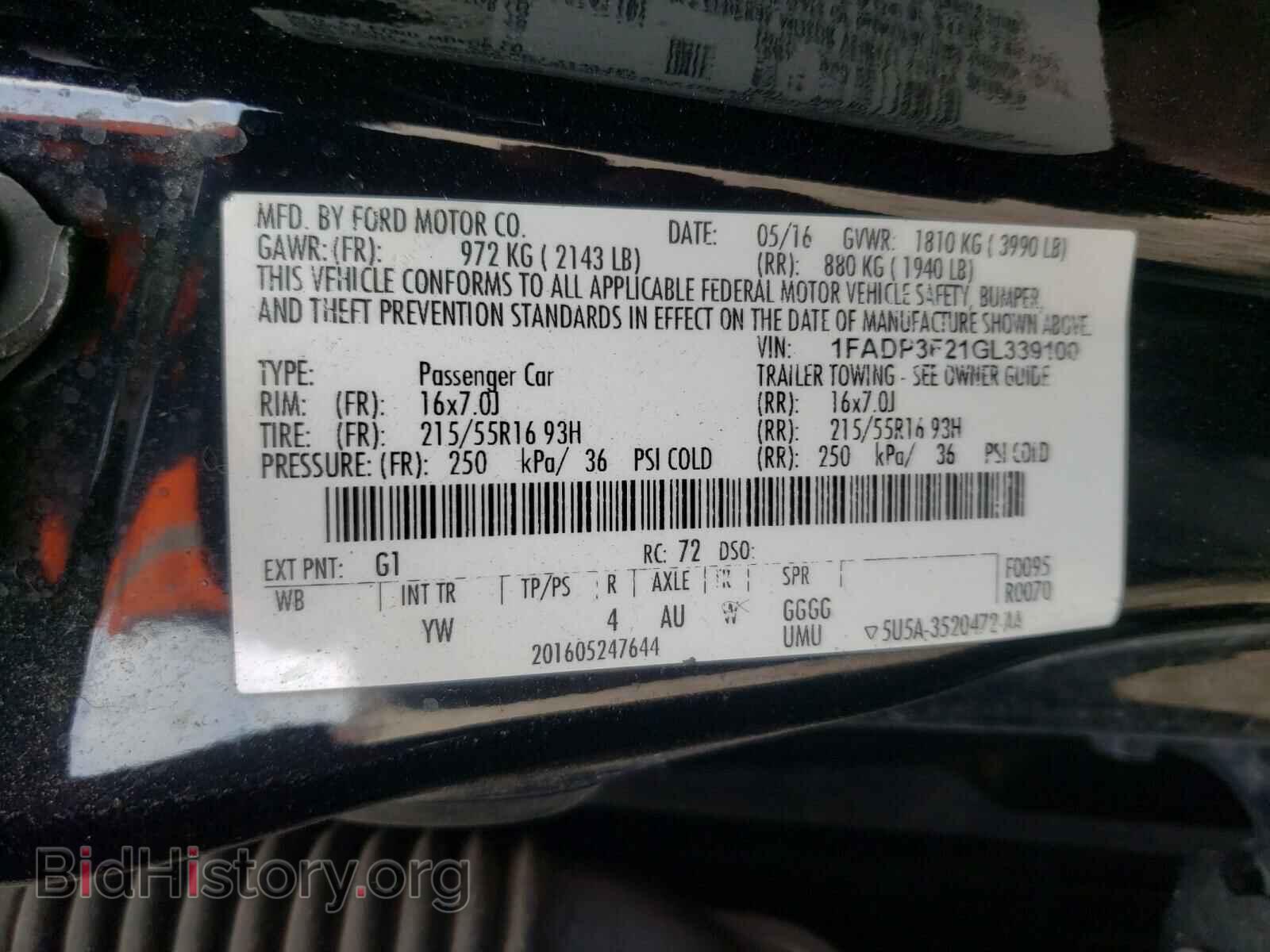 2016 FORD FOCUS - VIN: 1FADP3F21GL339100 - Фото 10