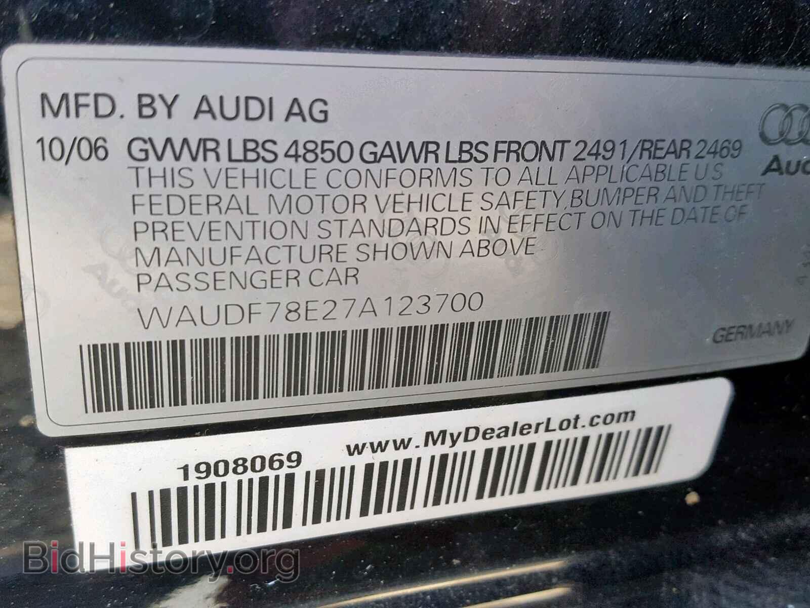 2007 AUDI A4 - VIN: WAUDF78E27A123700 - Photo 10