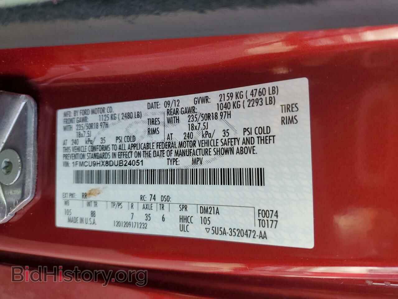 2013 FORD ESCAPE - VIN: 1FMCU9HX8DUB24051 - Фото 13