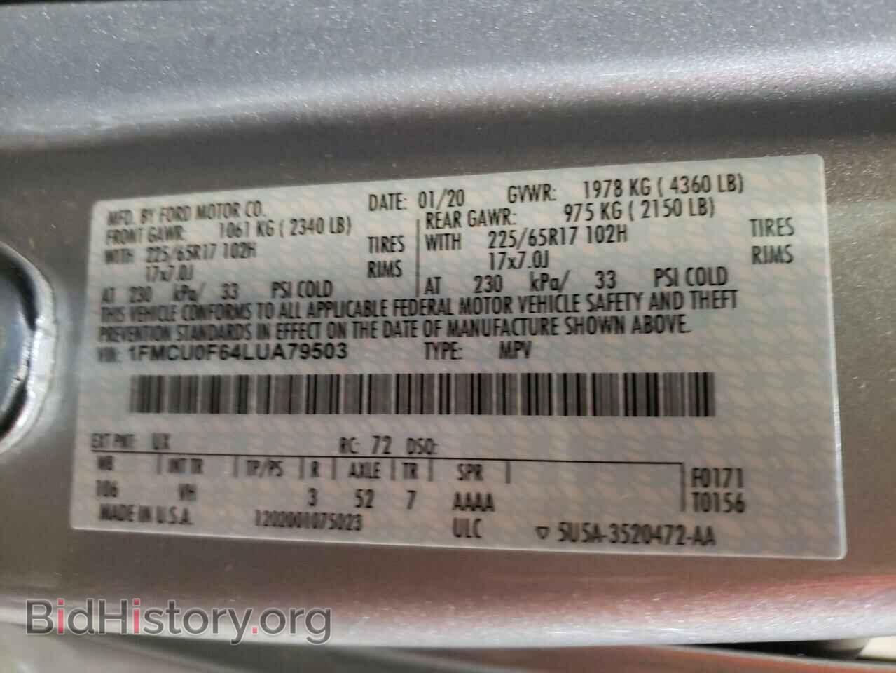 2020 FORD ESCAPE - VIN: 1FMCU0F64LUA79503 - Photo 12