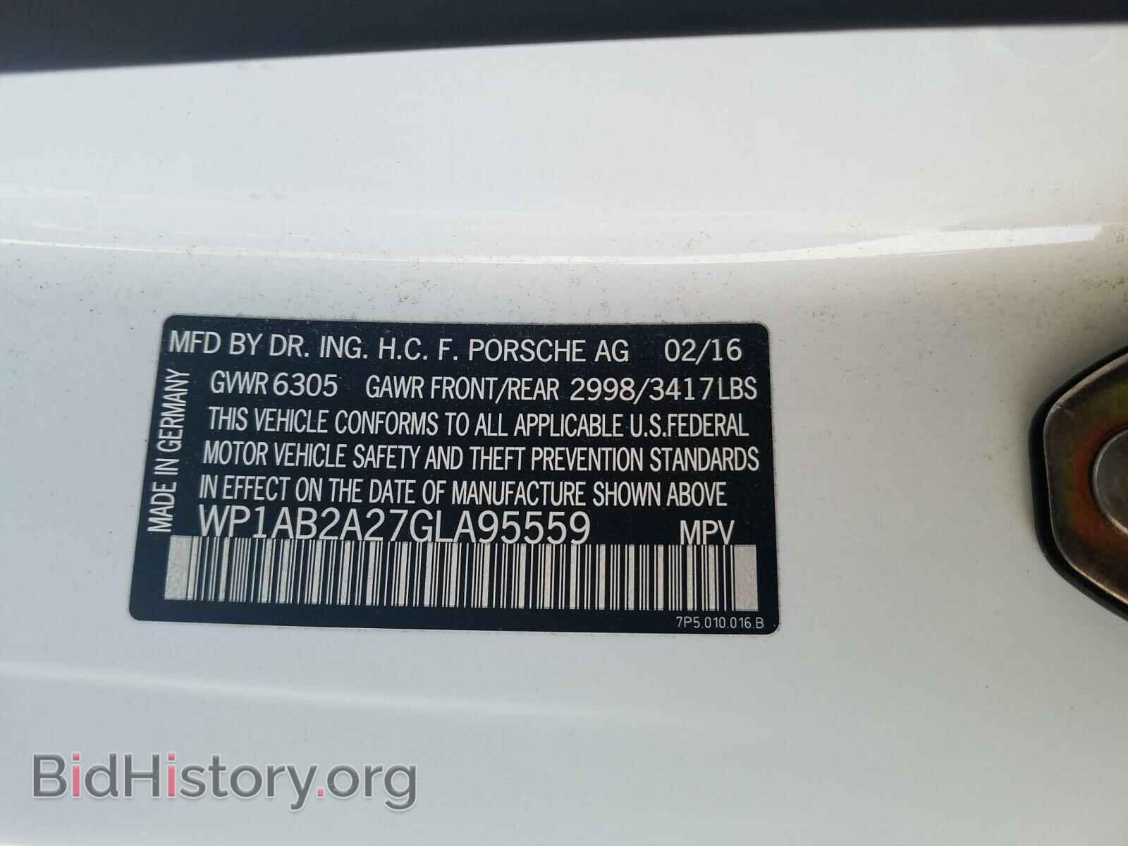 2016 PORSCHE CAYENNE - VIN: WP1AB2A27GLA95559 - Фото 10