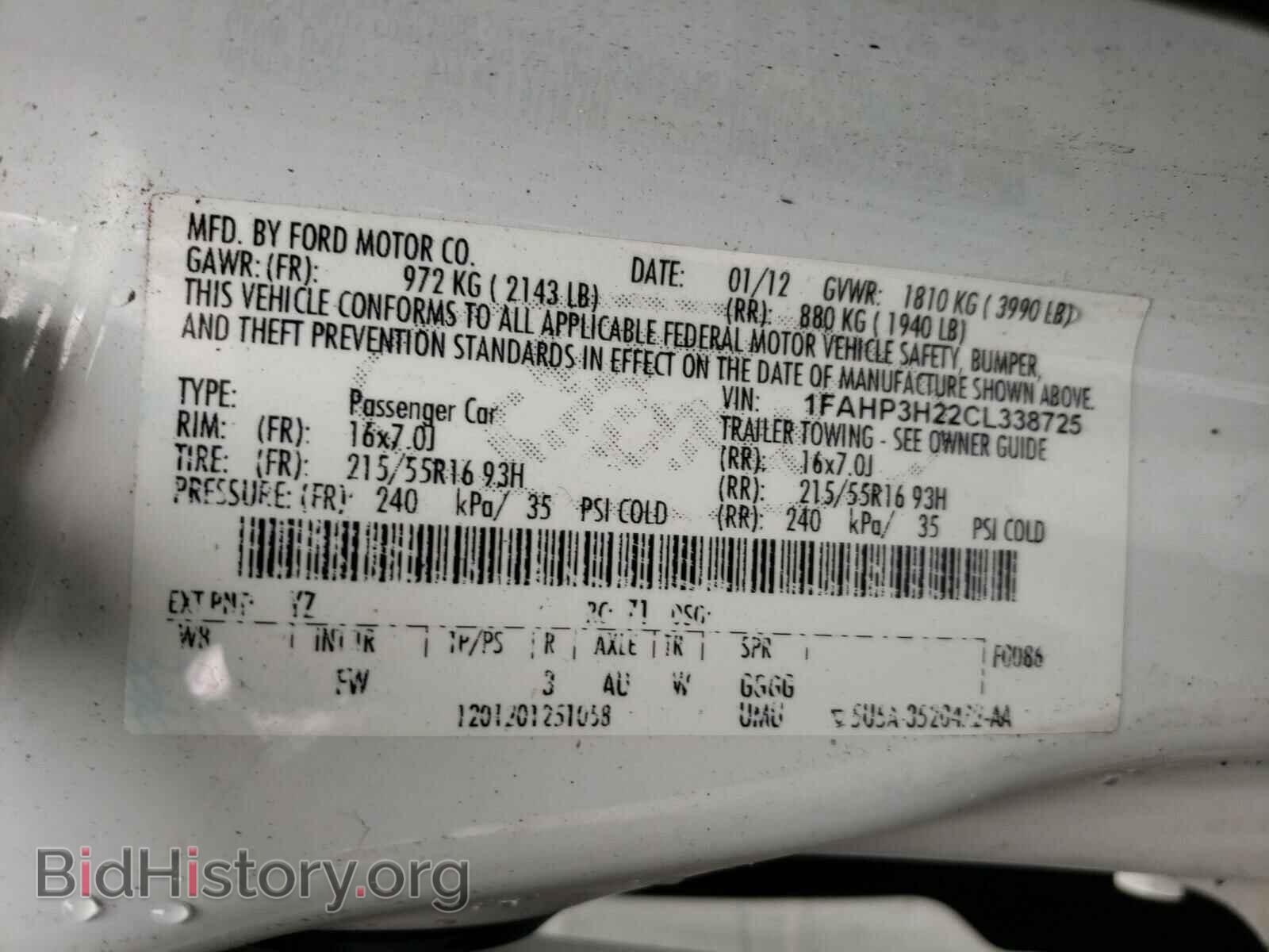 2012 FORD FOCUS - VIN: 1FAHP3H22CL338725 - Фото 10