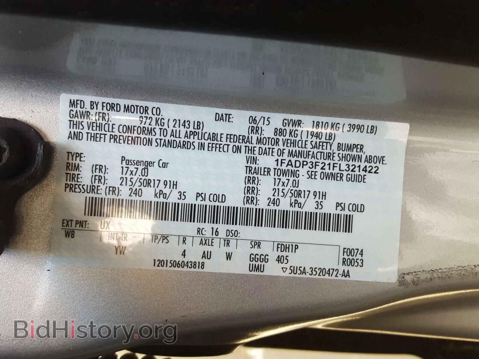 2015 FORD FOCUS - VIN: 1FADP3F21FL321422 - Фото 10