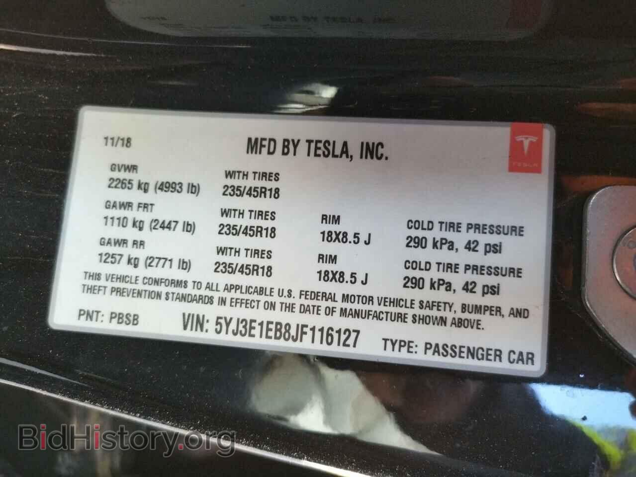 2018 TESLA MODEL 3 - VIN: 5YJ3E1EB8JF116127 - Photo 12