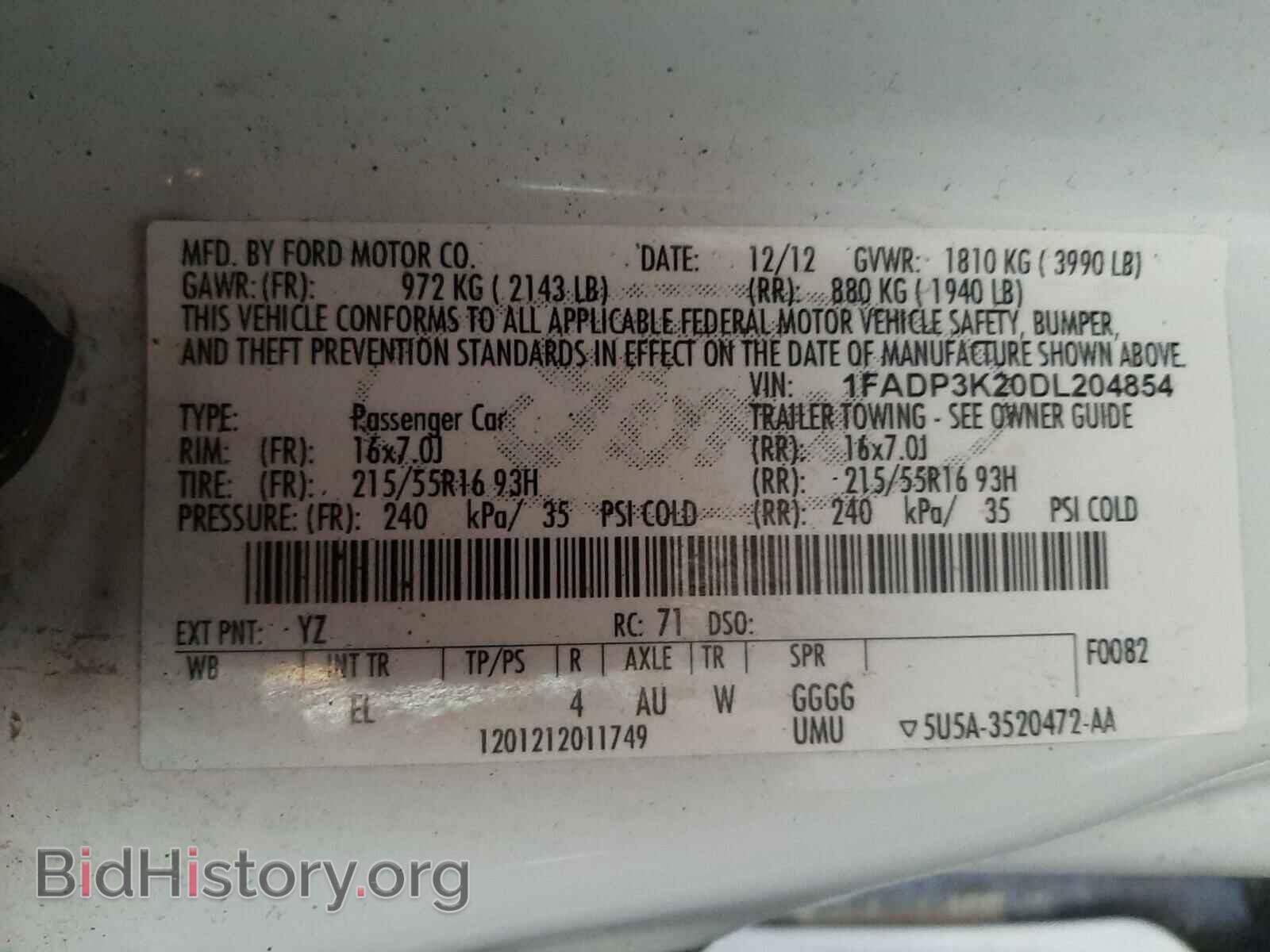 2013 FORD FOCUS - VIN: 1FADP3K20DL204854 - Фото 10