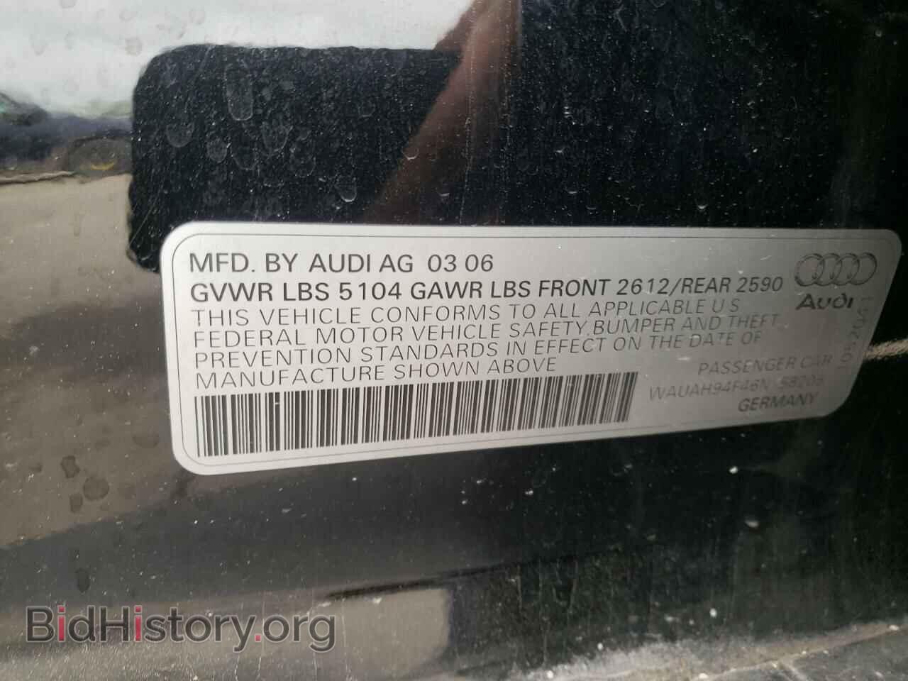 2006 AUDI A6 - VIN: WAUAH94F46N158205 - Фото 10