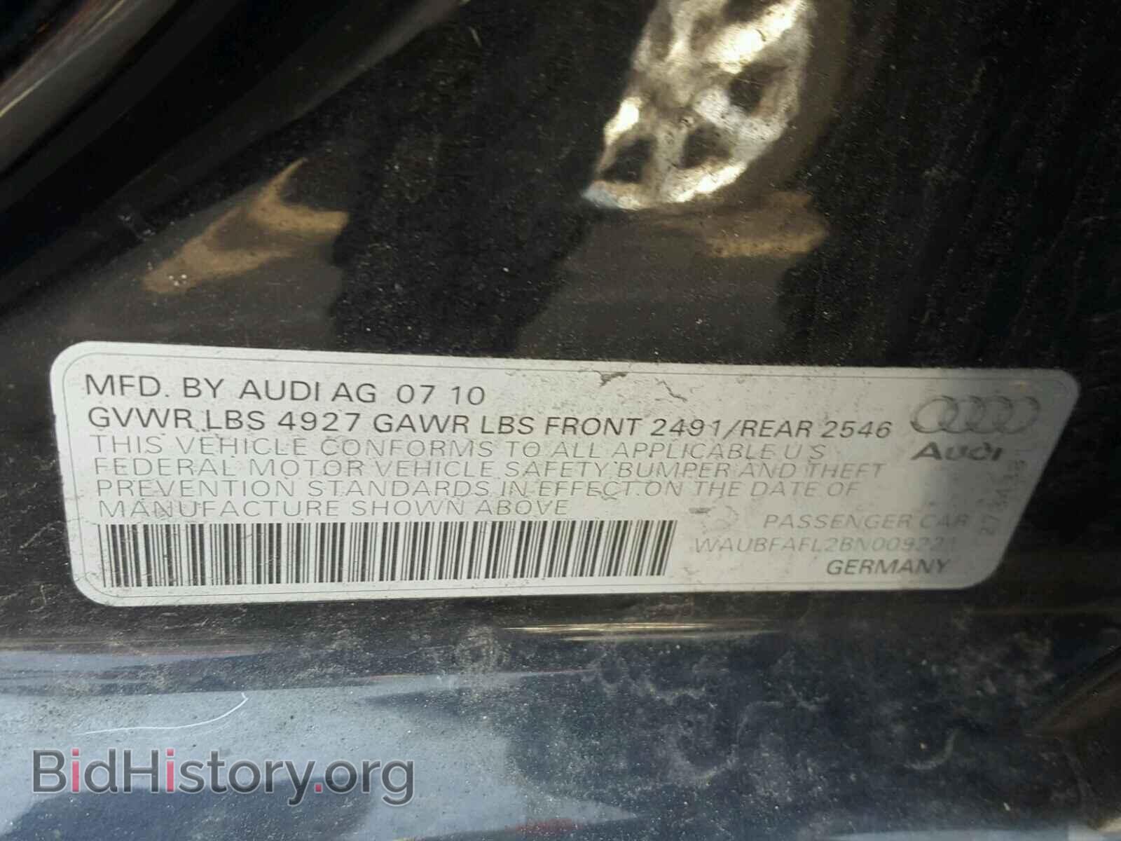 2011 AUDI A4 - VIN: WAUBFAFL2BN009221 - Фото 10