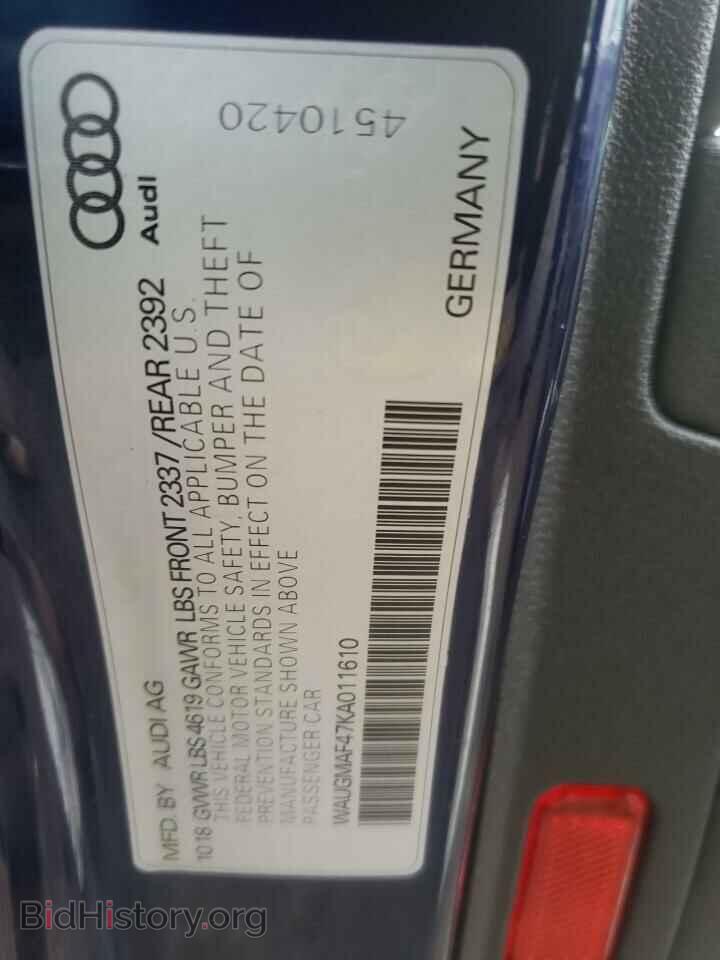 2019 AUDI A4 - VIN: WAUGMAF47KA011610 - Фото 10
