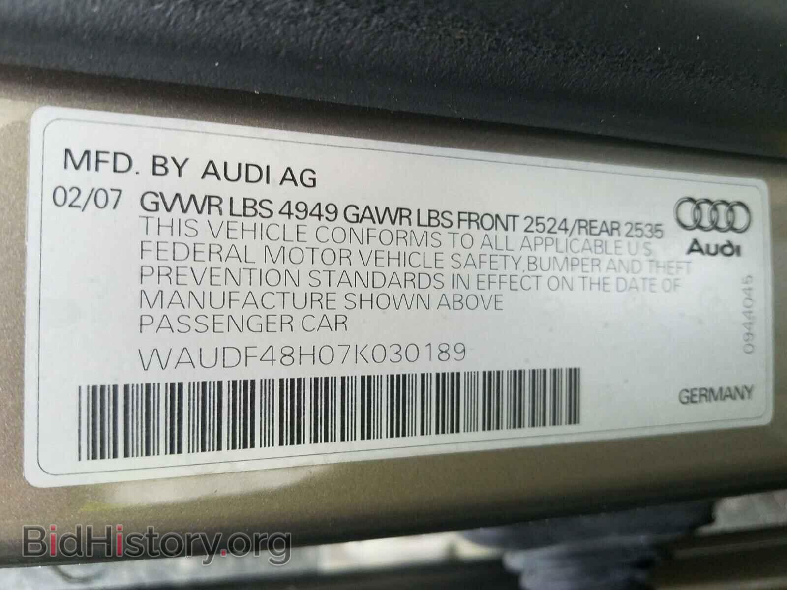2007 AUDI A4 - VIN: WAUDF48H07K030189 - Photo 10
