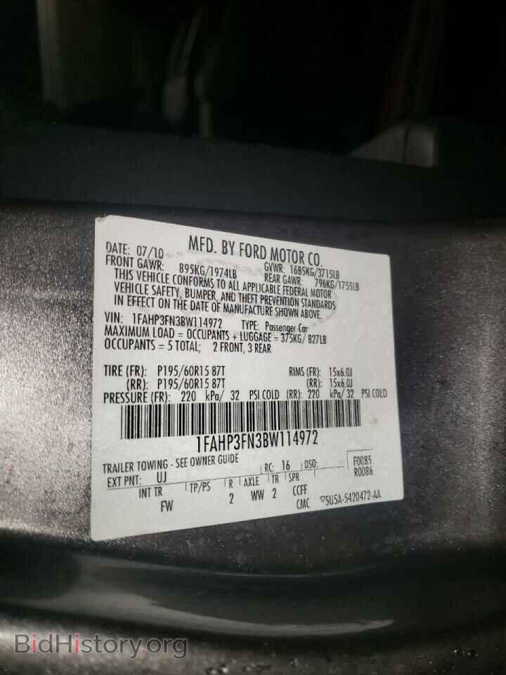 2011 FORD FOCUS - VIN: 1FAHP3FN3BW114972 - Фото 10
