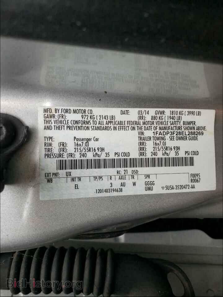 2014 FORD FOCUS - VIN: 1FADP3F28EL288269 - Фото 10