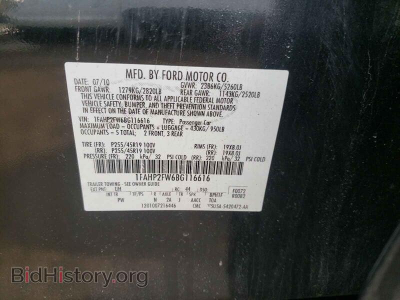 2011 Ford TAURUS (VIN 1FAHP2FW6BG116616) — photo 10 of 10